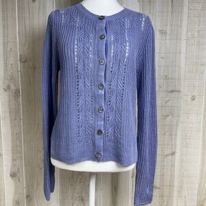 Sundance Lottie Anne Linen S Knit Cardigan Sweater Lavender Classic Lagenlook